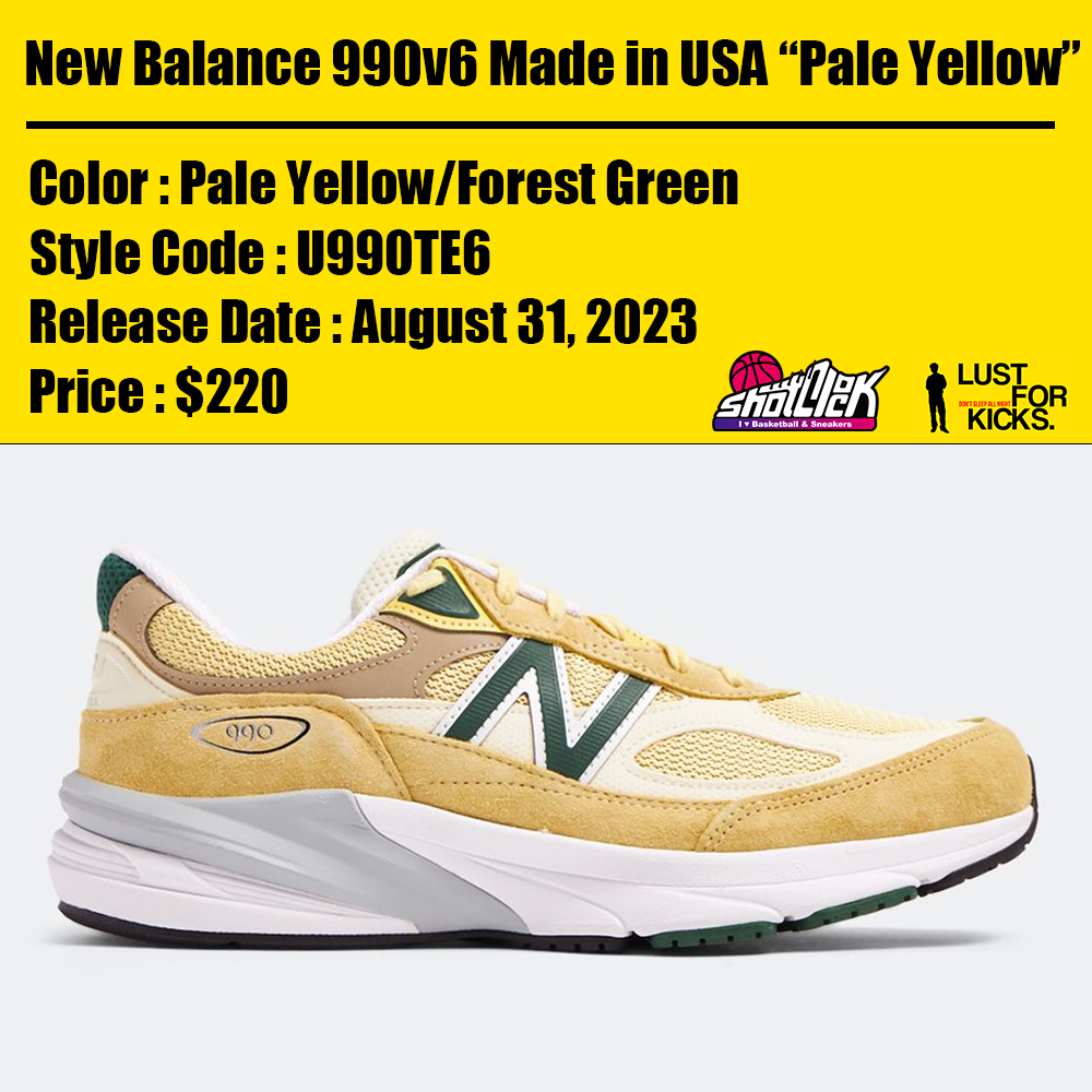 2023年8月31日発売New Balance 990v6 Made in USA “Pale Yellow ...