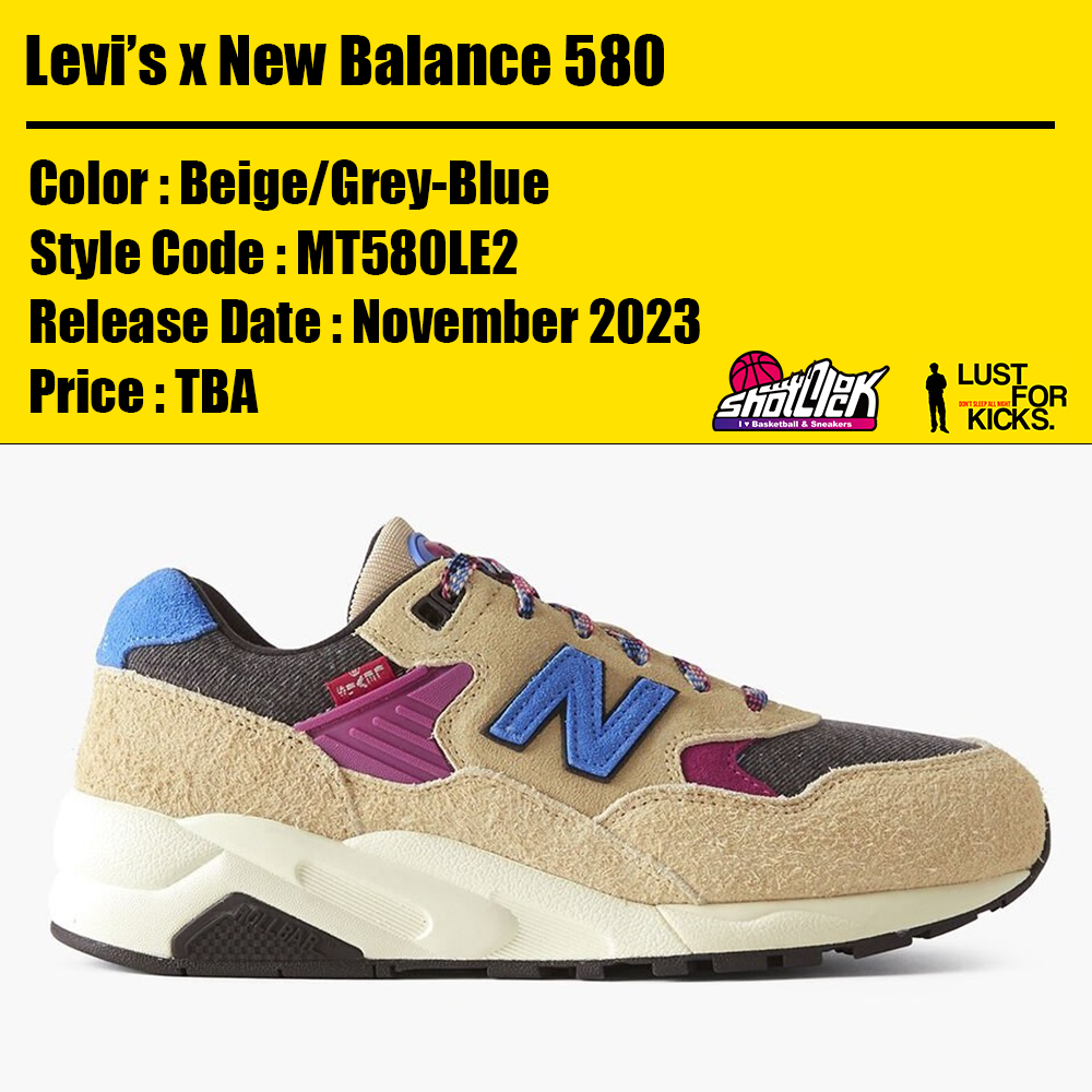 Levi's × New Balance 580 Beige/Grey/Blue