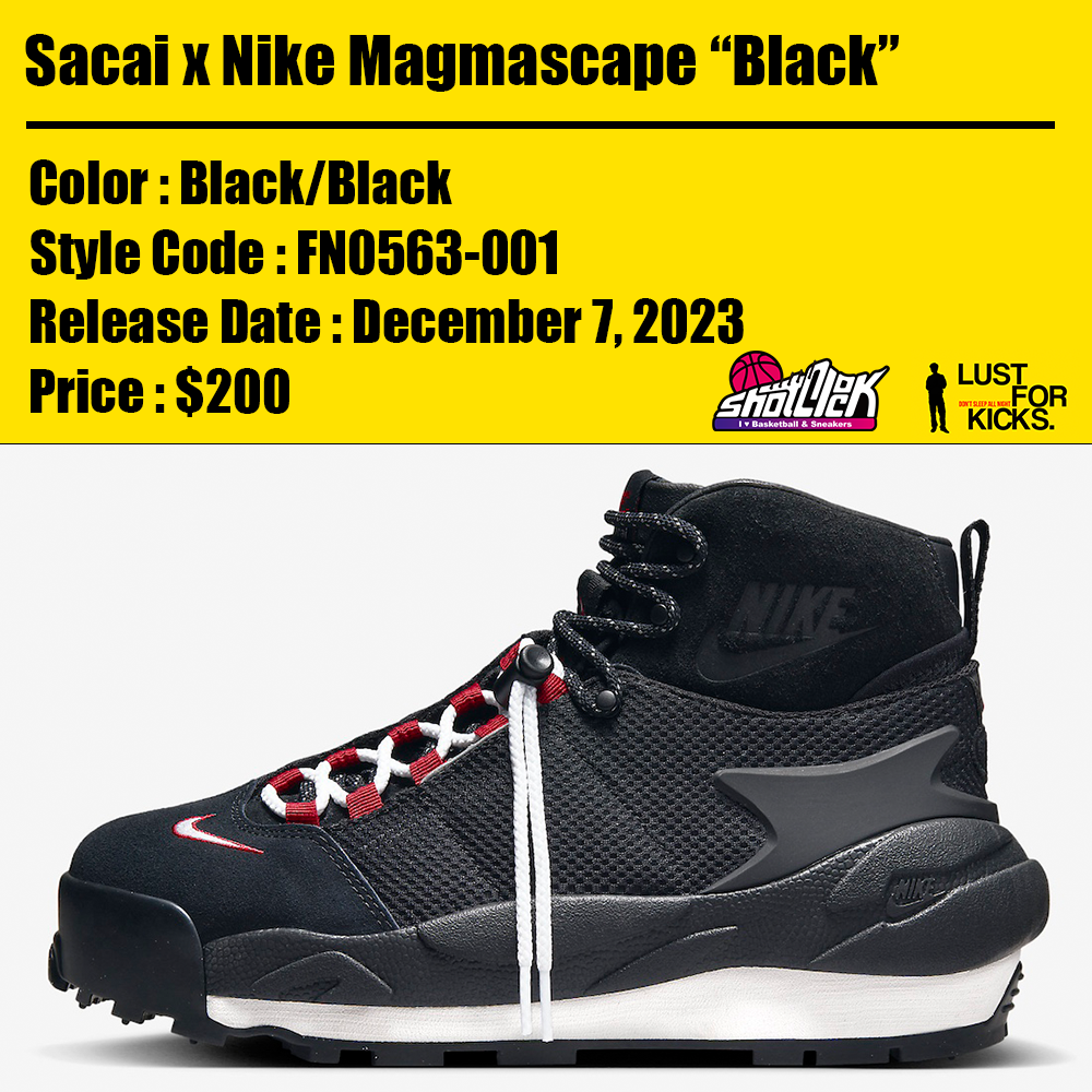 2023年12月7日発売Sacai x Nike Magmascape | Shot Clock